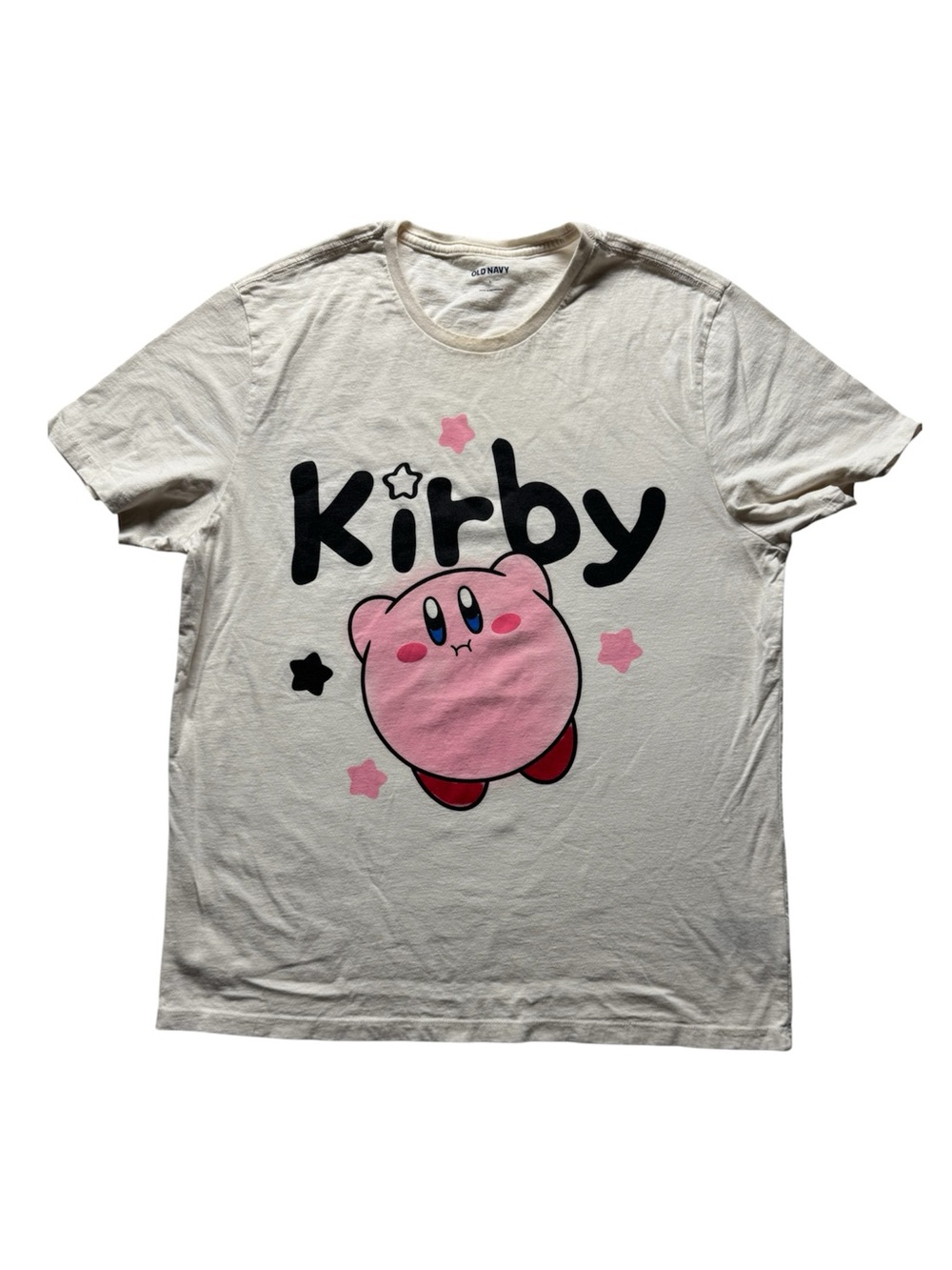 Old Navy Kirby Graphic T-Shirt Women’s Large Cream Pink Nintendo Tee